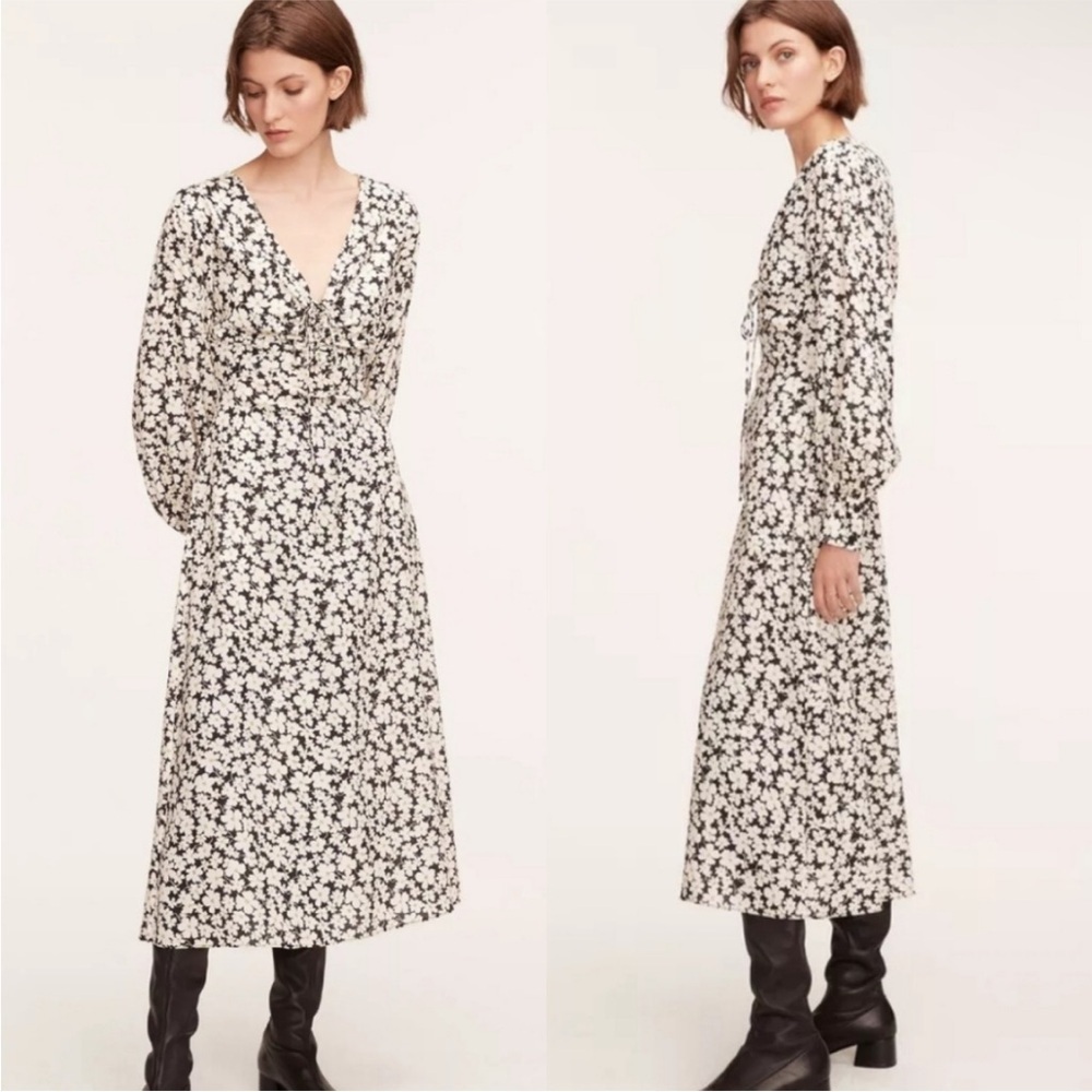 Rebecca Taylor Paige Fleur Drawsting Long Sleeve Dress